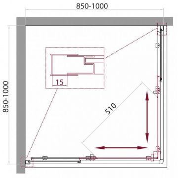 Душевой уголок BelBagno (Бельбагно) UNIQUE-A-2-85/100-C-Cr хром, стекло прозрачное 5 мм (850/1000х1900х850/1000)
