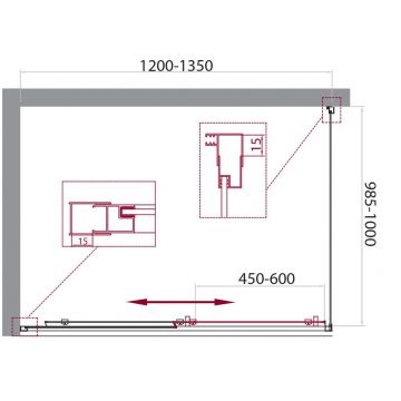Душевой уголок BelBagno (Бельбагно) UNIQUE-AH-1-120/135-100-C-Cr хром, стекло прозрачное 5 мм (1200/1350х1900х1000)