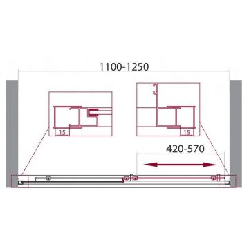Душевая дверь BelBagno (Бельбагно) UNIQUE-BF-1-110/125-M-Cr хром, стекло матовое 5 мм (1900х1100/1250)