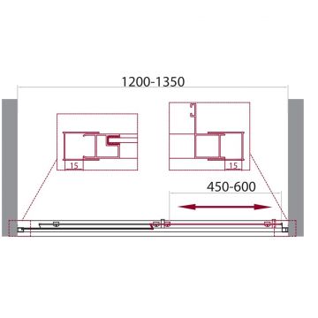 Душевая дверь BelBagno (Бельбагно) UNIQUE-BF-1-120/135-M-Cr хром, стекло матовое 5 мм (1900х1200/1350)