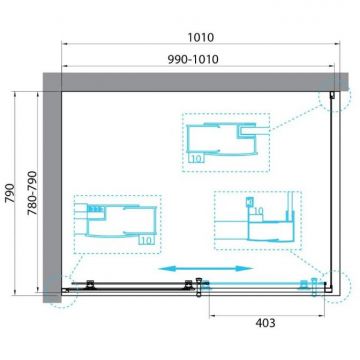 Душевой уголок BelBagno (Бельбагно) UNO-195-AH-1-100/80-C-Cr хром, стекло прозрачное 5 мм (1000х1950х800)