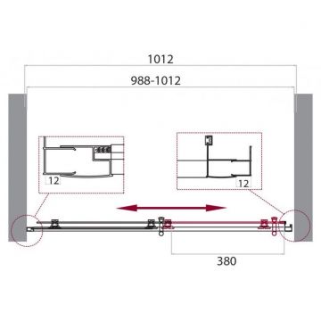 Душевая дверь BelBagno (Бельбагно) UNO-195-BF-1-100-P-Cr хром, стекло рифленое 5 мм (1950х1000)