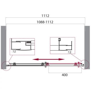 Душевая дверь BelBagno (Бельбагно) UNO-195-BF-1-110-C-NERO черный матовый стекло прозрачное 5 мм (1950х1100)