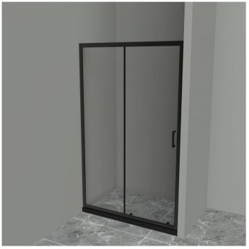 Душевая дверь BelBagno UNO-195-BF-1-110-C-NERO черный матовый стекло прозрачное 5 мм (1950х1100)