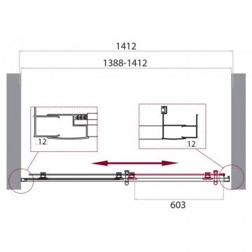 Душевая дверь BelBagno (Бельбагно) UNO-195-BF-1-140-C-Cr хром, стекло прозрачное 5 мм (1950х1400)