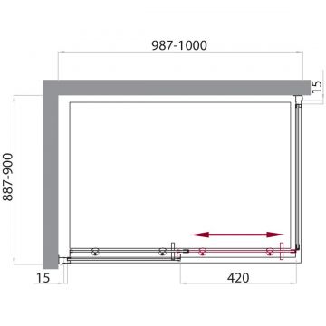 Душевой уголок BelBagno (Бельбагно) UNO-AH-1-100/90-C-Cr хром, стекло прозрачное 5 мм (1000х1850х900)