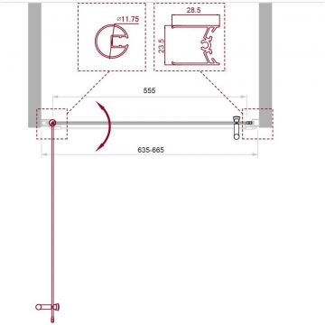 Душевая дверь BelBagno (Бельбагно) UNO-B-1-65-P-Cr хром, стекло рифленое 5 мм (1900х650)