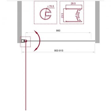 Душевая шторка на ванну BelBagno (Бельбагно) UNO-V-1-90/150-C-NERO черный, стекло прозрачное 5 мм (1500х900)