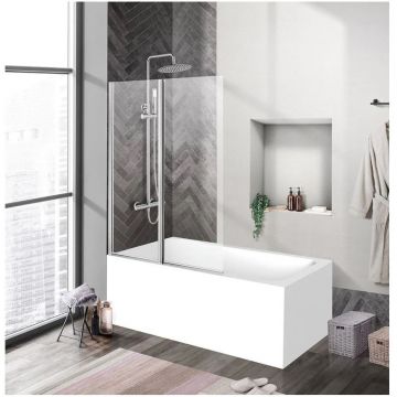 Душевая шторка на ванну BelBagno (Бельбагно) UNO-V-2-80/150-C-Cr хром, стекло прозрачное 5 мм (1500х800)