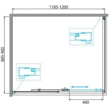Душевой уголок BelBagno (Бельбагно) DUE-AH-1-120/90-C-CR хром, стекло прозрачное 5 мм (1200х1900х900)