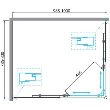Душевой уголок BelBagno (Бельбагно) DUE-AH-2-100/80-C-Cr хром, стекло прозрачное 5 мм (1000х1900х800)