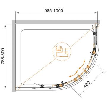 Душевой уголок Cezares (Цезарис) Eco-O-RH-2-100/80-P-Cr, цвет профиля хром, стекло рифленое 6 мм 100х190х80 см