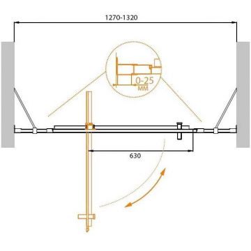 Душевая дверь Cezares (Цезарис) MOLVENO-BA-12-90+40-C-Cr-IV цвет профиля хром, стекло прозрачное 6 мм 195х130 см