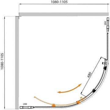 Душевой уголок Cezares (Цезарис) MOLVENO-R-11-90+20-C-Cr-IV цвет профиля хром, стекло прозрачное 6 мм 110х195х110 см