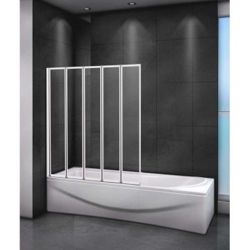 Шторка на ванну Cezares RELAX-V-5-120/140-C-Bi цвет профиля серый, стекло прозрачное 4 мм 140х120 см