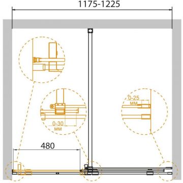Душевая дверь Cezares (Цезарис) STREAM-BF-1-120-C-Cr цвет профиля хром, стекло прозрачное 8 мм 195х120 см