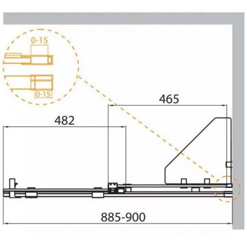 Душевая перегородка Cezares (Цезарис) STREAM-BF-1-90-C-Cr раздвижная цвет профиля хром, стекло прозрачное 8 мм 195х90 см