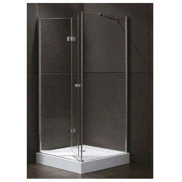 Дверное полотно Cezares (Цезарис) ELENA-W-40/40-C-Cr цвет профиля хром, стекло прозрачное 6 мм 195х80 см