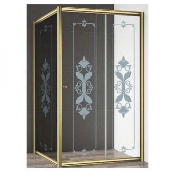Боковая стенка Cezares GIUBILEO-100-FIX-CP-G-R цвет профиля золото, стекло прозрачное 6 мм 195х100 см