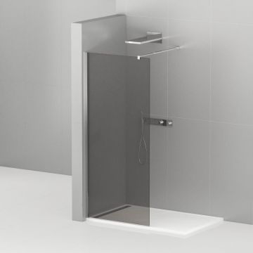 Душевая перегородка Cezares (Цезарис) Liberta-L-1-80-GR-Cr с односторонним входом, стекло графит 8 мм, профиль хром, 80x195 см