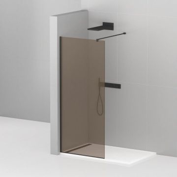 Душевая перегородка Cezares (Цезарис) Liberta-L-1-90-120-BR-NERO с односторонним входом, стекло бронза 8 мм, профиль черный, 90x120x195 см