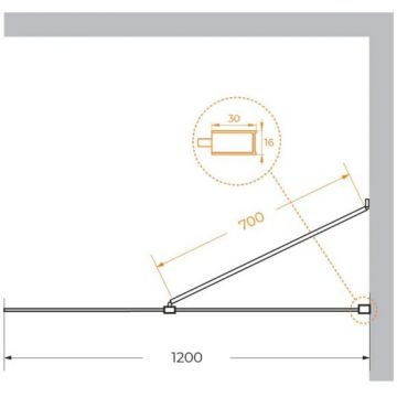 Душевая перегородка Cezares (Цезарис) Liberta-L-1-TB-120-GR-Cr универсальная с односторонним входом, стекло графит 8 мм, профиль хром, 120x195 см