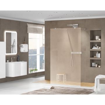 Душевая перегородка Cezares (Цезарис) Liberta-L-2-120-120-BR-Cr с возможностью двустороннего входа, стекло бронза 8 мм, профиль хром, 120x120x195 см