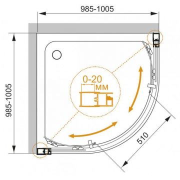 Душевой уголок Cezares (Цезарис) Momento-R-2-100-C-Cr, цвет профиля хром, стекло прозрачное 6 мм 100х195х100 см