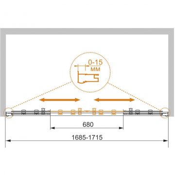Душевая дверь Cezares (Цезарис) Pratico-BF-2-170-P-Cr, цвет профиля хром, стекло рифленое 5 мм 185х170 см