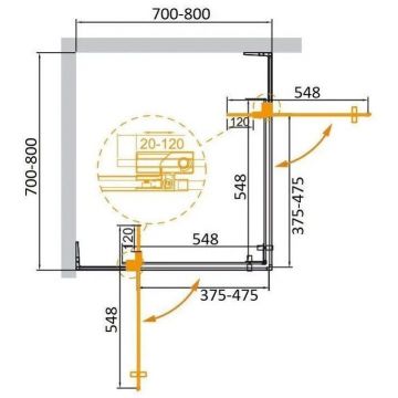 Душевой уголок Cezares (Цезарис) Slider-A-2-70/80-C-NERO, цвет профиля черный матовый, стекло прозрачное 8 мм 80х195х80 см