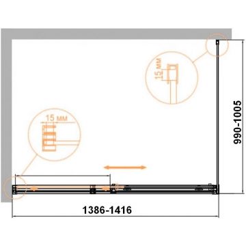 Душевой уголок Cezares (Цезарис) Duet Soft-M-AH-1-140/100-C-Cr, цвет профиля хром, стекло прозрачное 8 мм 140х195х100 см