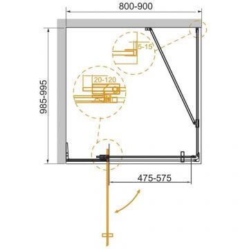 Душевой уголок Cezares Slider-AH-1-100-80/90-BR-NERO, цвет профиля чёрный матовый, стекло прозрачное 8 мм 90х195х100 см