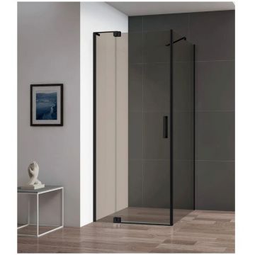 Душевой уголок Cezares (Цезарис) Slider-AH-1-100-90/100-BR-NERO, цвет профиля черный матовый, стекло прозрачное 8 мм 100х195х100 см