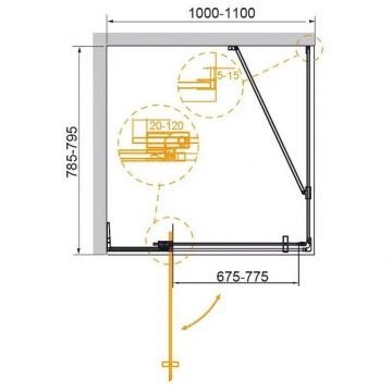 Душевой уголок Cezares (Цезарис) Slider-AH-1-80-100/110-BR-Cr, цвет профиля хром, стекло прозрачное 8 мм 110х195х80 см