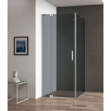 Душевой уголок Cezares (Цезарис) Slider-AH-1-80-70/80-GRIGIO-Cr, цвет профиля хром, стекло прозрачное 8 мм80х195х80 см