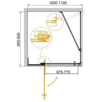 Душевой уголок Cezares Slider-AH-1-90-100/110-BR-NERO, цвет профиля чёрный матовый, стекло прозрачное 8 мм 110х195х90 см