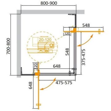 Душевой уголок Cezares Slider-AH-2-70/80-80/90-BR-Cr, цвет профиля хром, стекло прозрачное 8 мм 80х195х90 см