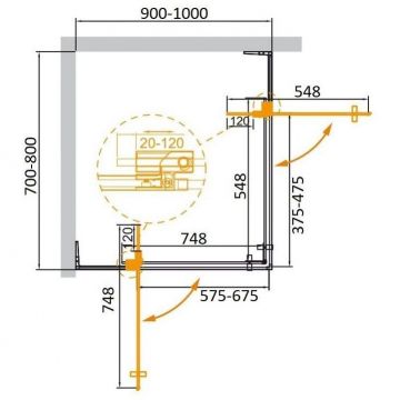 Душевой уголок Cezares (Цезарис) Slider-AH-2-70/80-90/100-BR-Cr, цвет профиля хром, стекло прозрачное 8 мм 80х195х100 см