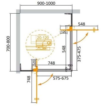 Душевой уголок Cezares (Цезарис) Slider-AH-2-70/80-90/100-GRIGIO-NERO, цвет профиля черный матовый, стекло прозрачное 8 мм 80х195х100 см