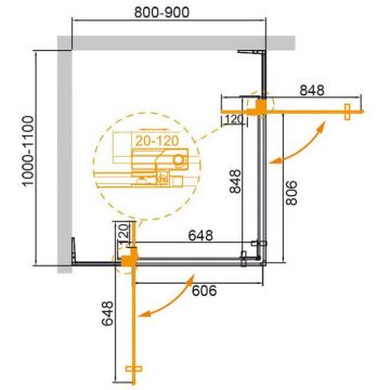 Душевой уголок Cezares (Цезарис) Slider-AH-2-80/90-100/110-BR-NERO, цвет профиля черный матовый, стекло прозрачное 8 мм 110х195х90 см