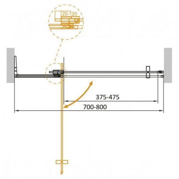 Душевая дверь Cezares Slider-B-1-70/80-GRIGIO-Cr, цвет профиля хром, стекло прозрачное 8 мм 195х80 см