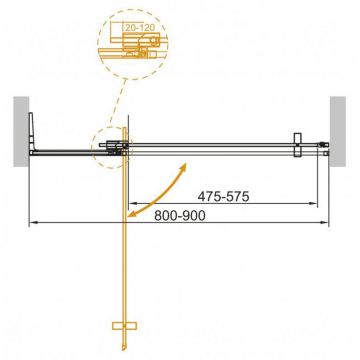 Душевая дверь Cezares Slider-B-1-80/90-C-NERO, цвет профиля чёрный матовый, стекло прозрачное 8 мм 195х90 см