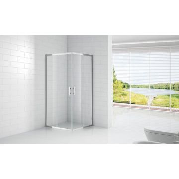 Душевой уголок Cezares (Цезарис) Eco-O-A-2-80-C-Cr, цвет профиля хром, стекло прозрачное 6 мм 80х190х80 см
