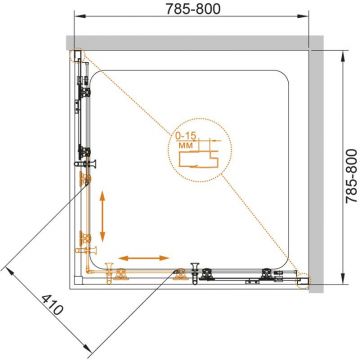 Душевой уголок Cezares (Цезарис) Eco-O-A-2-80-C-Cr, цвет профиля хром, стекло прозрачное 6 мм 80х190х80 см