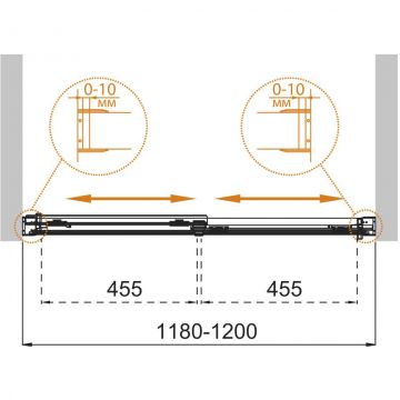 Душевая дверь Cezares (Цезарис) Tandem-Soft-BF-2-120-C-Cr-IV, цвет профиля хром, стекло прозрачное 6 мм 190х120 см