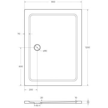 Душевой поддон SMC Cezares (Цезарис) Tray-M-AH-120/90-35-W, цвет белый 120х90х3.5 см