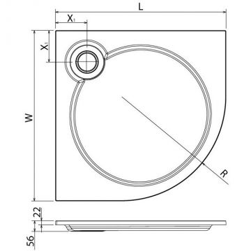 Душевой поддон Cezares (Цезарис) Tray-S-R-90-550-56-W встраиваемый литой поддон из искусственного мрамора, цвет белый 90х90х56 см