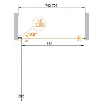 Душевая дверь Cezares (Цезарис) Eco-O-B-1-75-C-Cr, цвет профиля хром, стекло прозрачное 6 мм 75х190 см