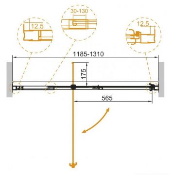 Душевая дверь Cezares Variante-B-1-120/130-C-Cr, цвет профиля хром, стекло прозрачное 6 мм 130х195 см