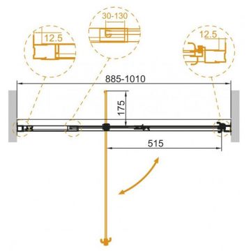 Душевая дверь Cezares (Цезарис) Variante-B-1-90/100-C-Cr, цвет профиля хром, стекло прозрачное 6 мм 100х195 см